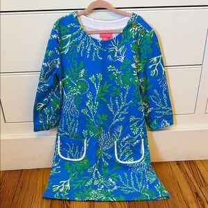 Lilly Pulitzer Girls Blue Green Floral Shift Dress